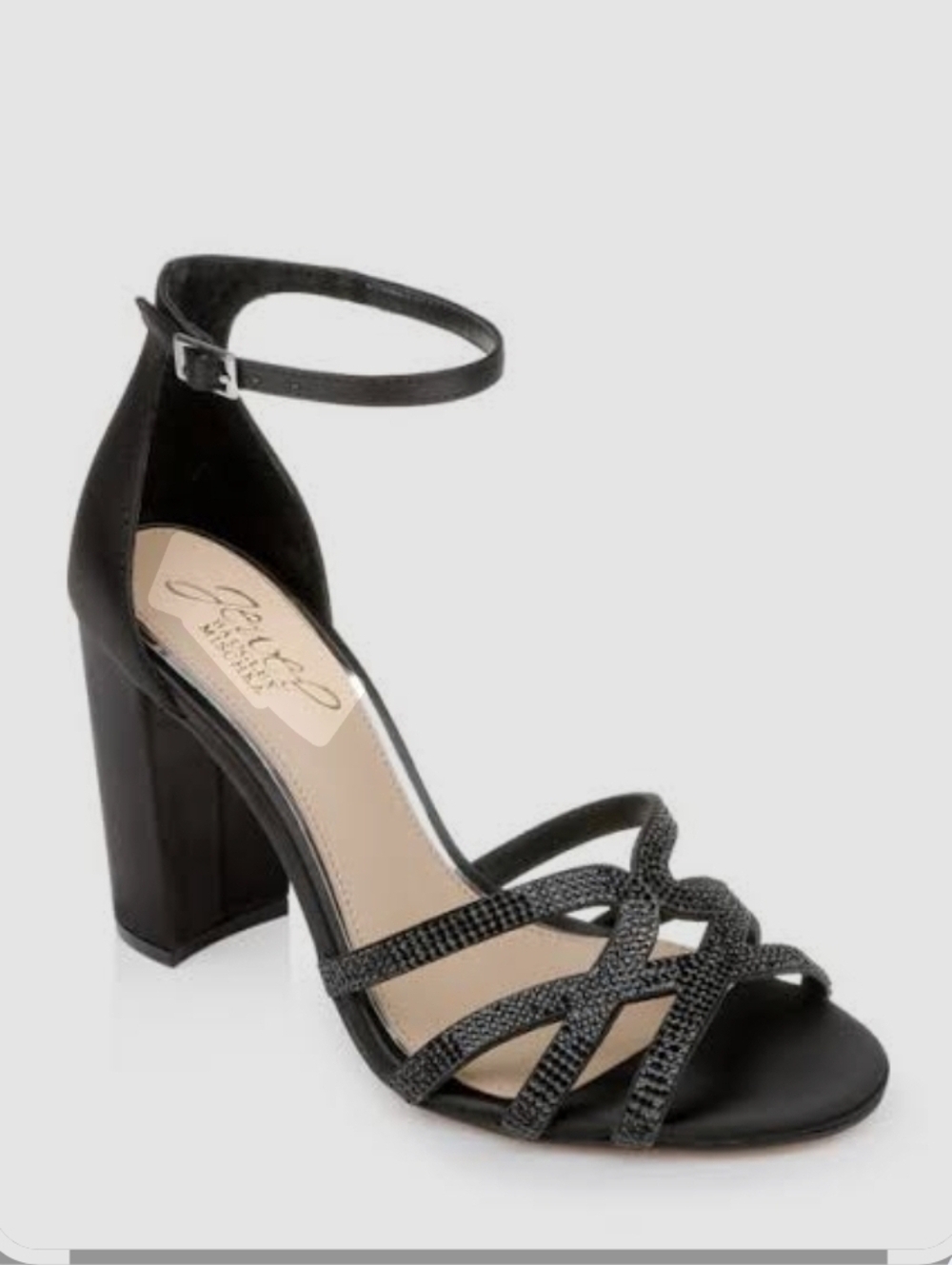 Women's Black Strappy Ankle‑Strap Block Heel Sandals